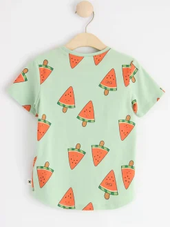 Toppar & T-Shirts>Lindex Kortarmad Topp Med Glassar Light Green