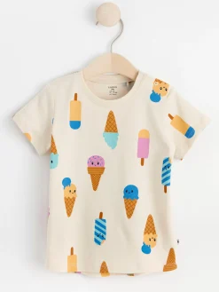 Toppar & T-Shirts>Lindex Kortarmad Topp Med Glassar Light Beige
