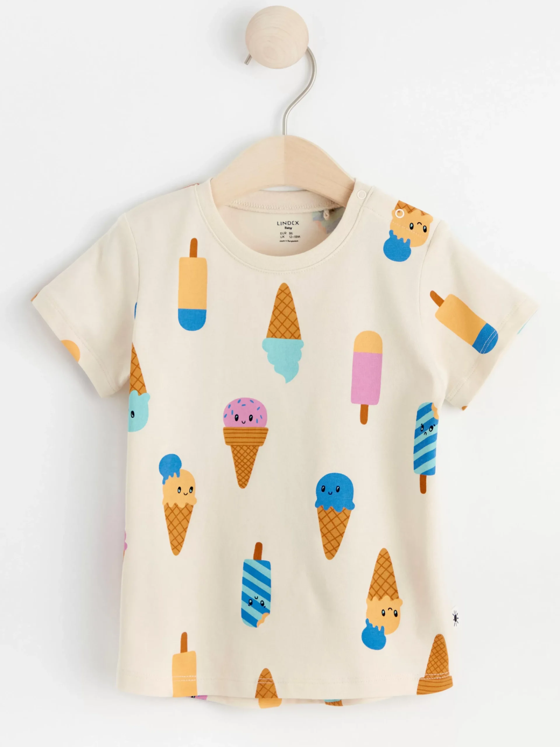 Toppar & T-Shirts>Lindex Kortarmad Topp Med Glassar Light Beige