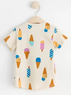 Toppar & T-Shirts>Lindex Kortarmad Topp Med Glassar Light Beige