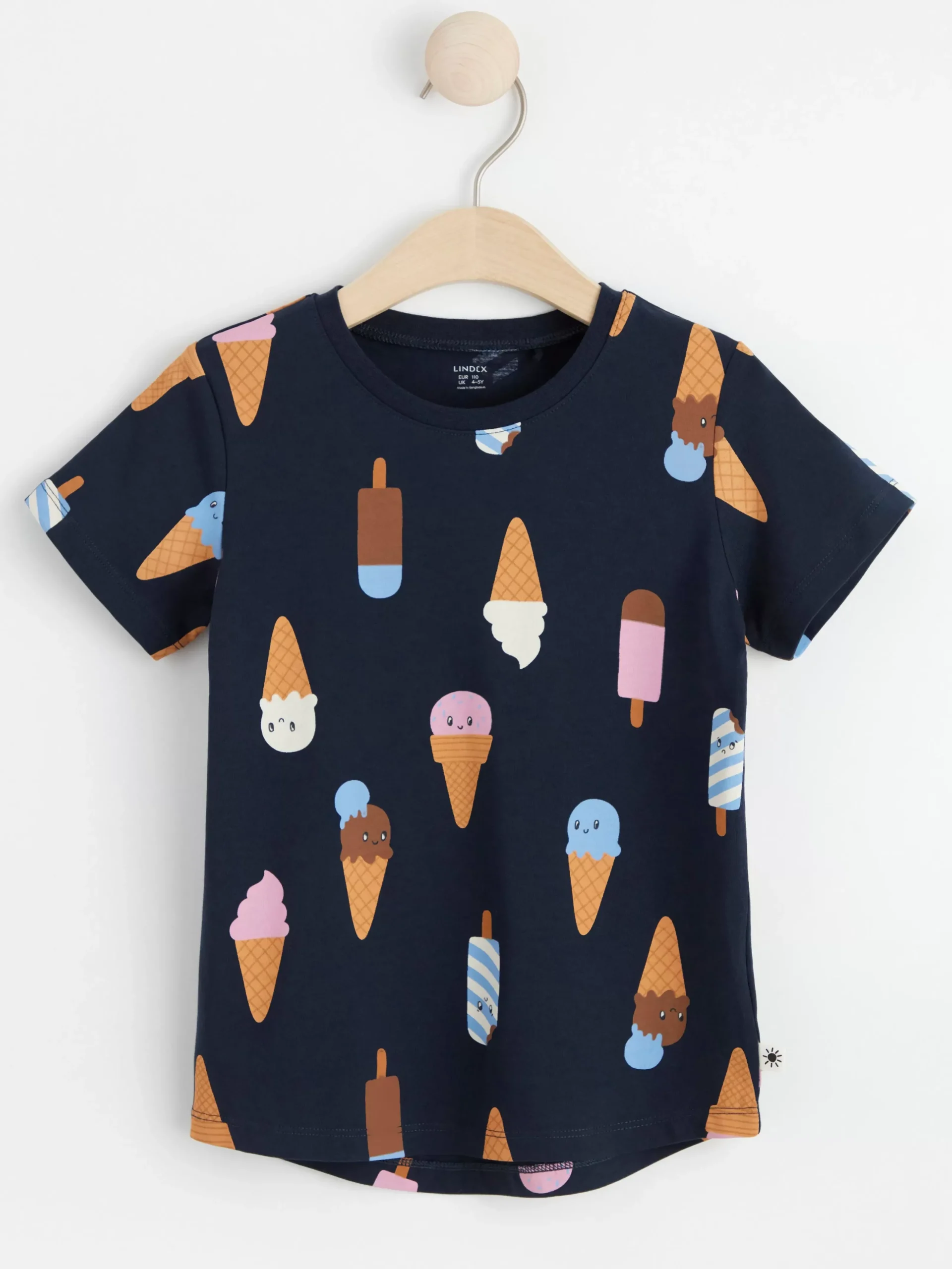 Toppar & T-Shirts>Lindex Kortarmad Topp Med Glassar Dark Navy