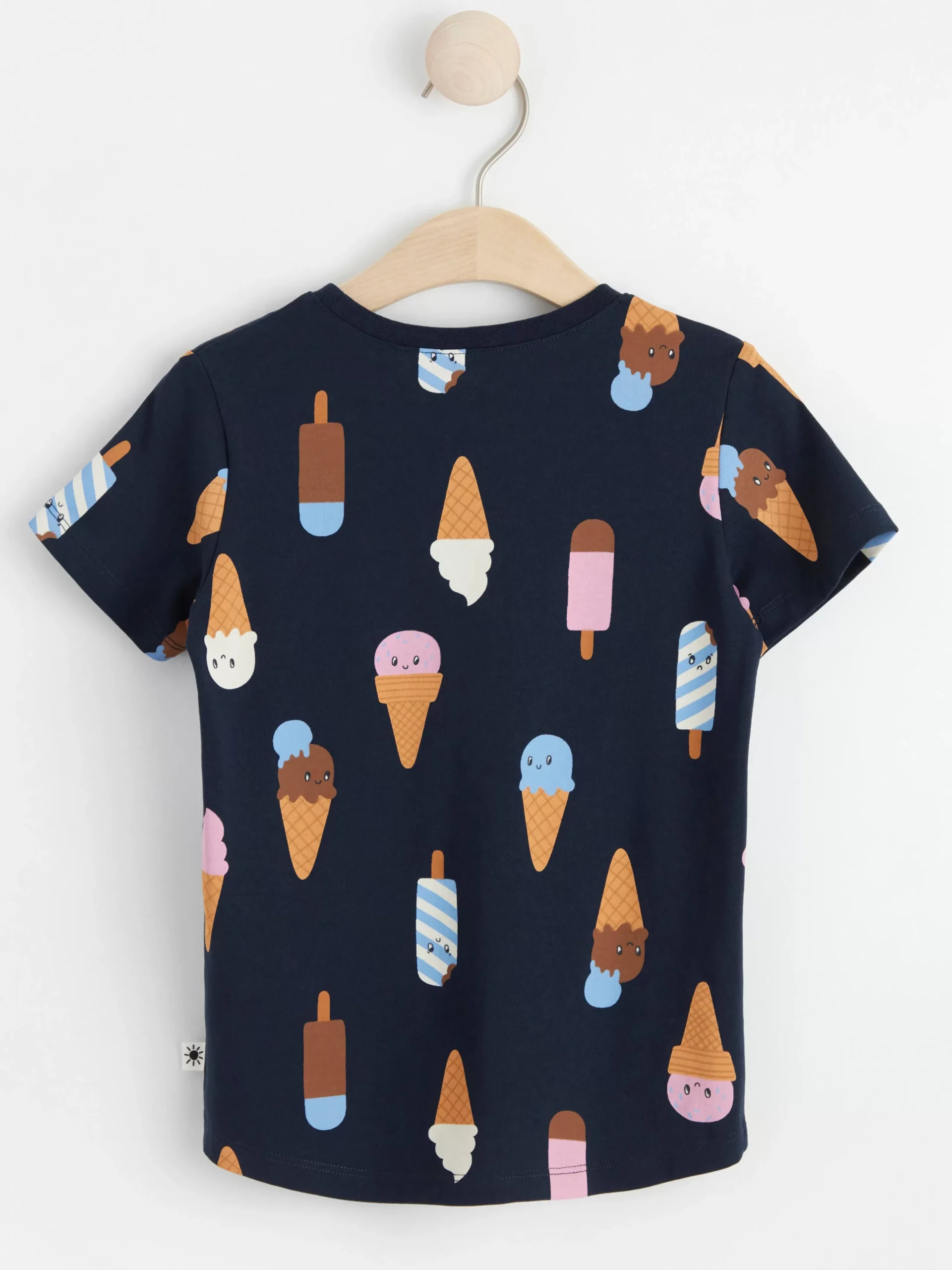 Toppar & T-Shirts>Lindex Kortarmad Topp Med Glassar Dark Navy