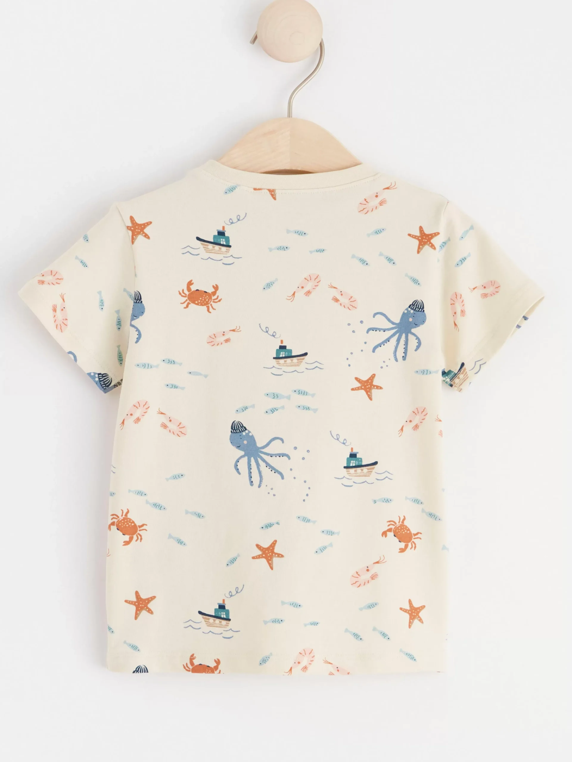 Toppar & T-Shirts>Lindex Kortarmad Topp Med Havsmonster Light Beige