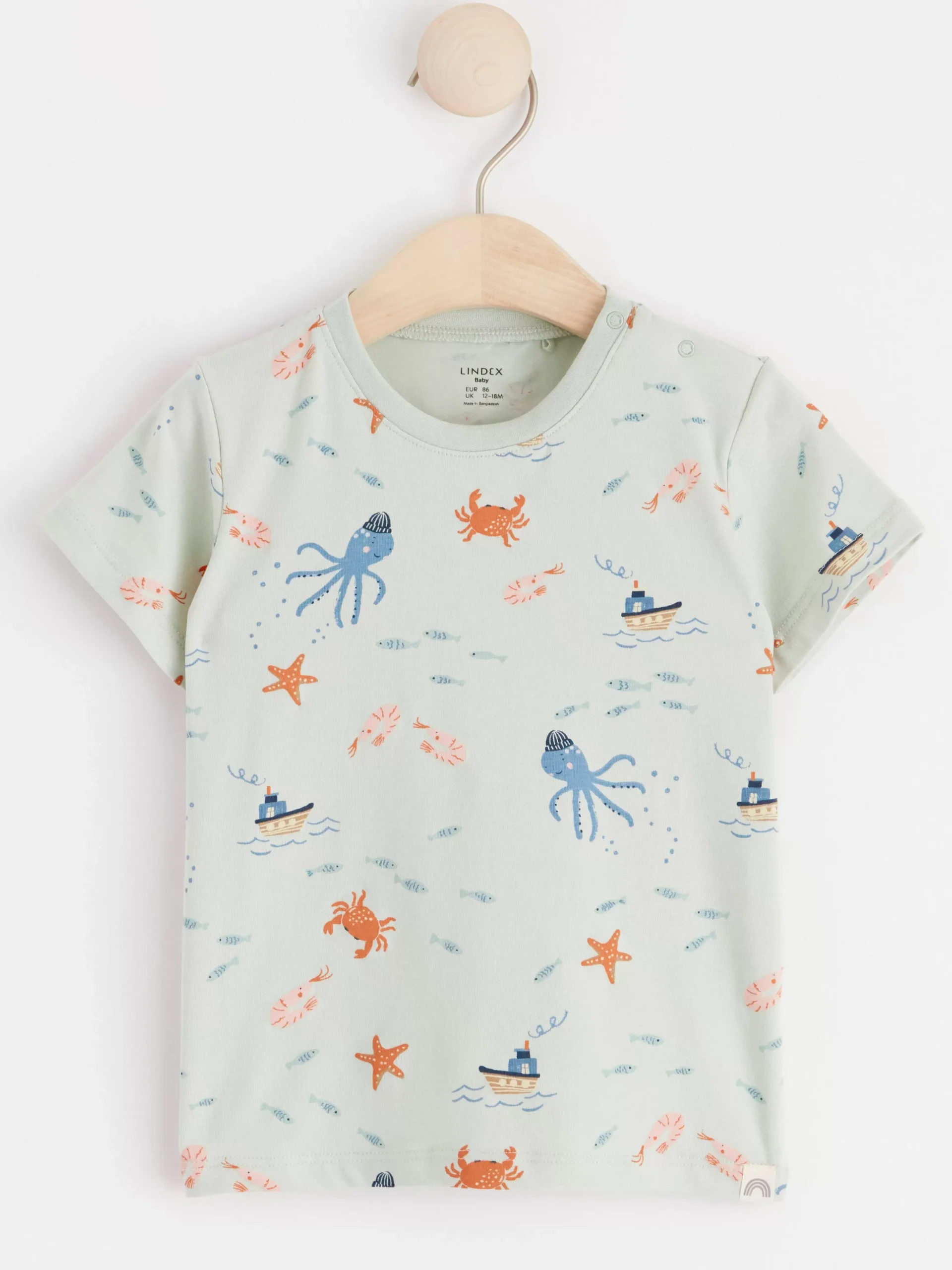 Toppar & T-Shirts>Lindex Kortarmad Topp Med Havsmonster Light Aqua