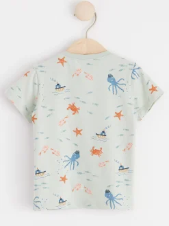 Toppar & T-Shirts>Lindex Kortarmad Topp Med Havsmonster Light Aqua