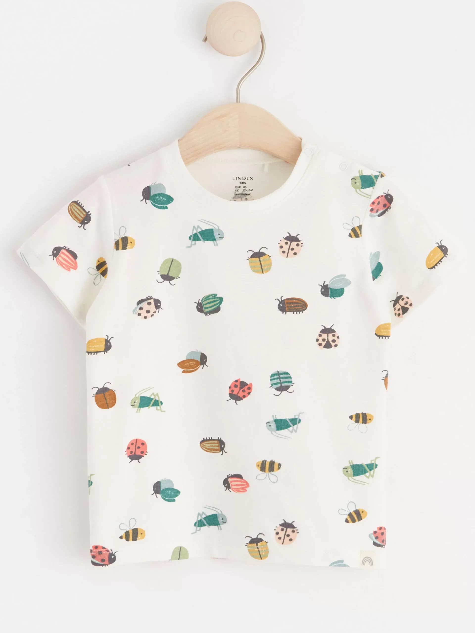 Toppar & T-Shirts>Lindex Kortarmad Topp Med Insekter Light Dusty White