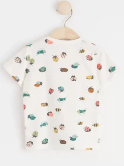 Toppar & T-Shirts>Lindex Kortarmad Topp Med Insekter Light Dusty White