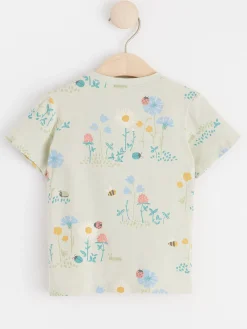 Toppar & T-Shirts>Lindex Kortarmad Topp Med Insekter Light Green