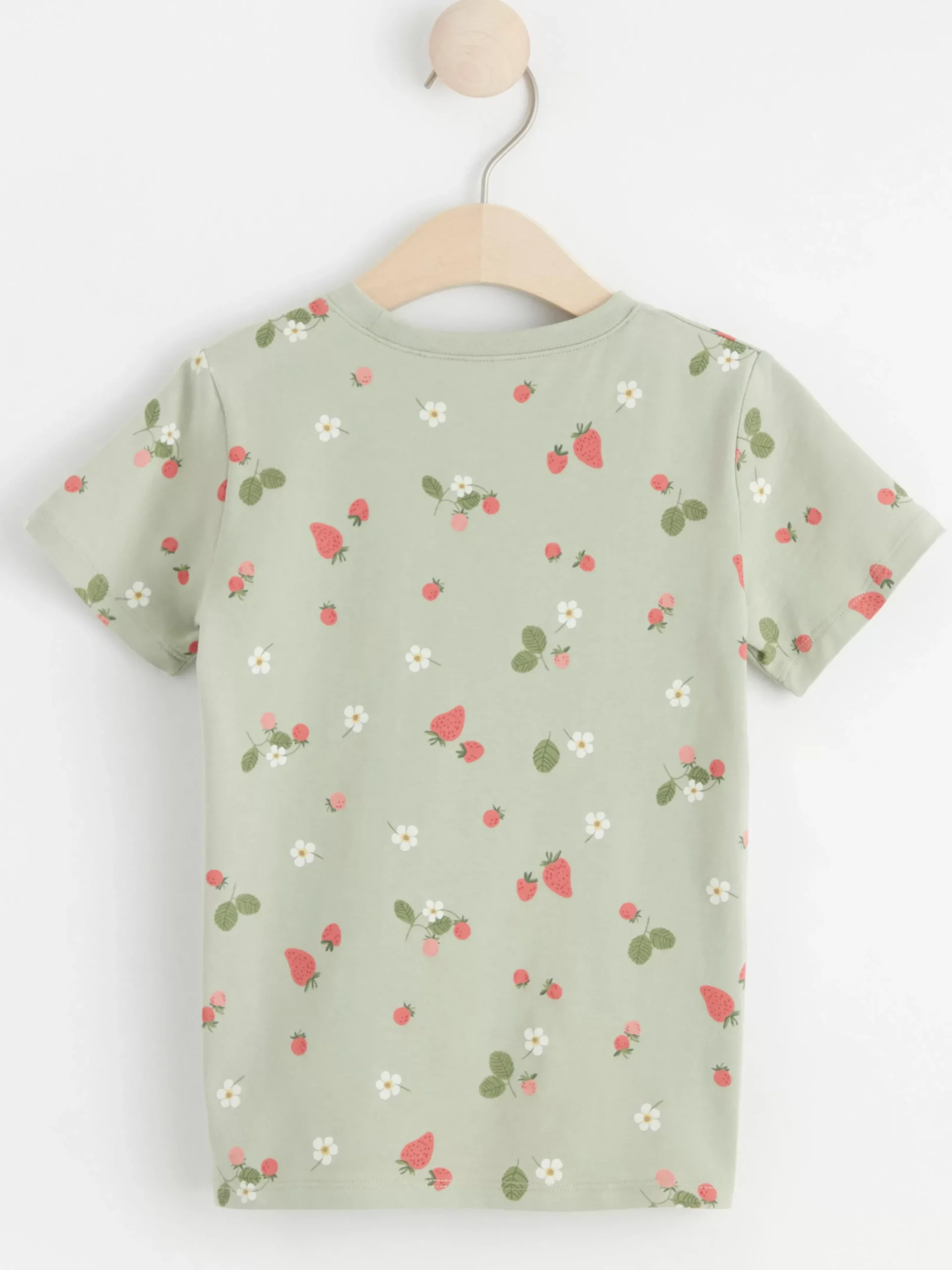 Toppar & T-Shirts>Lindex Kortarmad Topp Med Jordgubbar Dusty Green