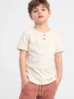 Toppar & T-Shirts>Lindex Kortarmad Topp Med Knappar Light Beige