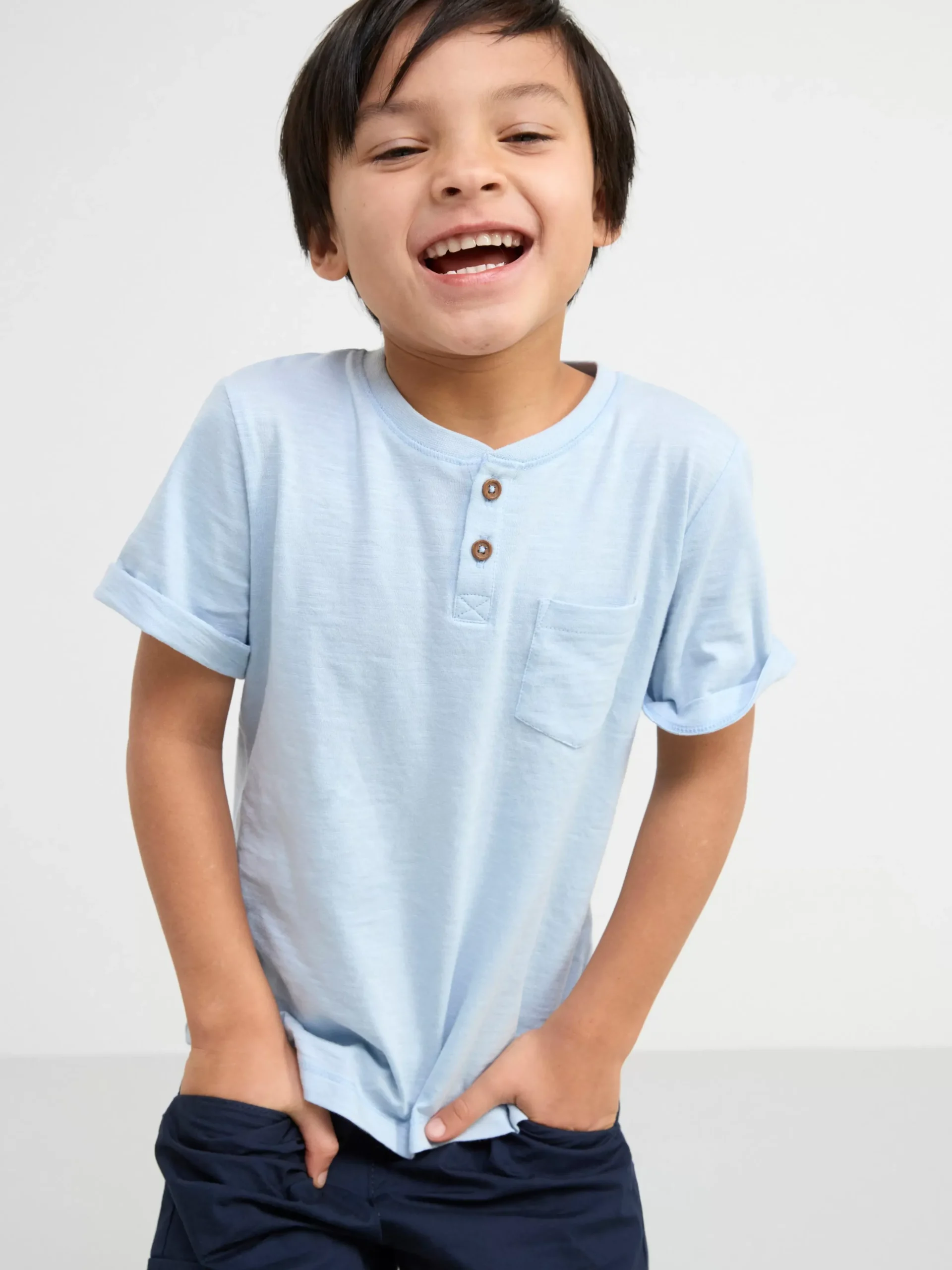 Toppar & T-Shirts>Lindex Kortarmad Topp Med Knappar Light Blue