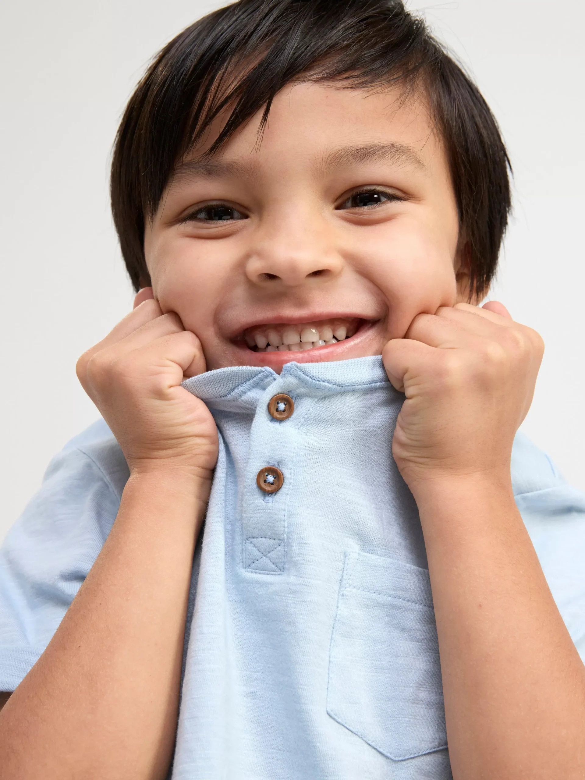 Toppar & T-Shirts>Lindex Kortarmad Topp Med Knappar Light Blue