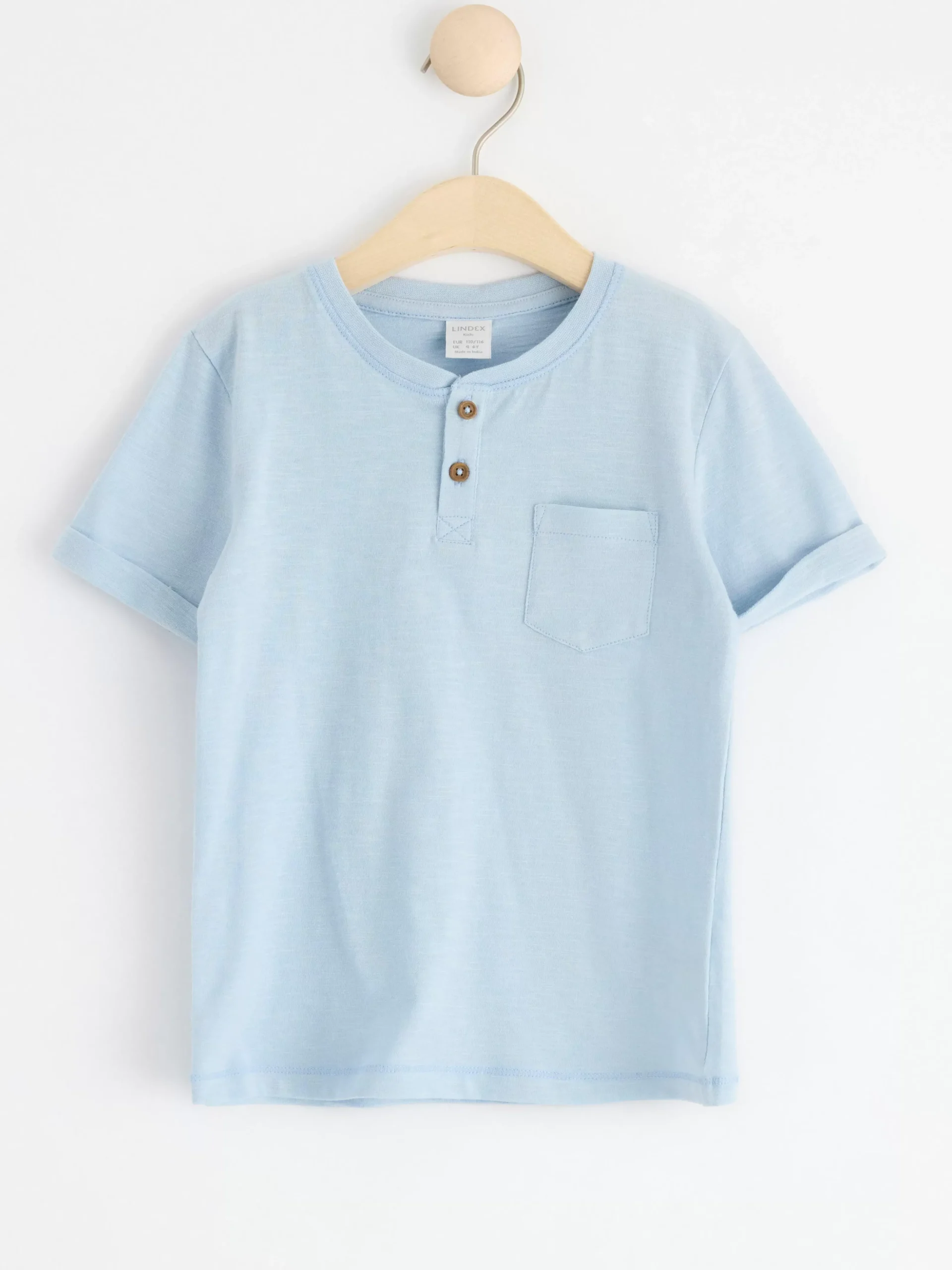 Toppar & T-Shirts>Lindex Kortarmad Topp Med Knappar Light Blue