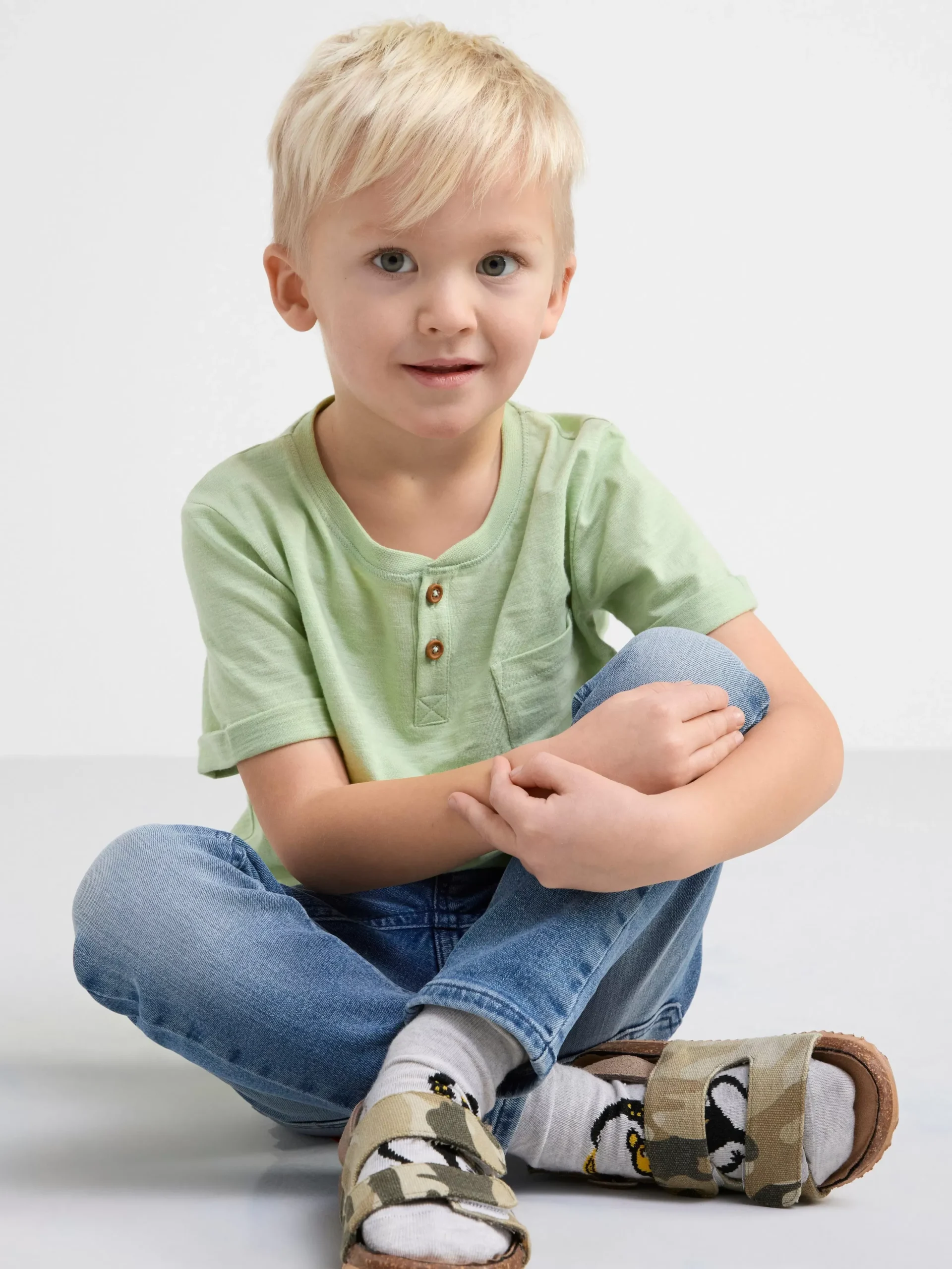 Toppar & T-Shirts>Lindex Kortarmad Topp Med Knappar Light Dusty Green