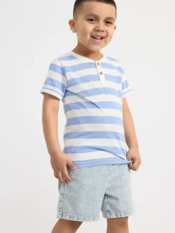 Toppar & T-Shirts>Lindex Kortarmad Topp Med Knappar Lt Dusty Blue