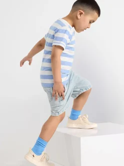 Toppar & T-Shirts>Lindex Kortarmad Topp Med Knappar Lt Dusty Blue
