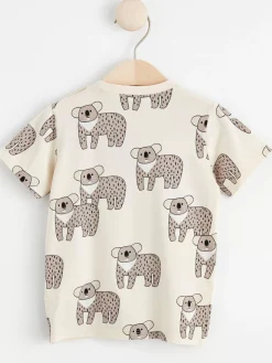 Toppar & T-Shirts>Lindex Kortarmad Topp Med Koalor Light Beige
