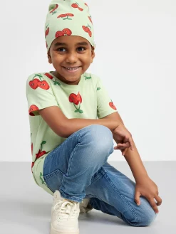 Toppar & T-Shirts>Lindex Kortarmad Topp Med Korsbarshjartan Light Green