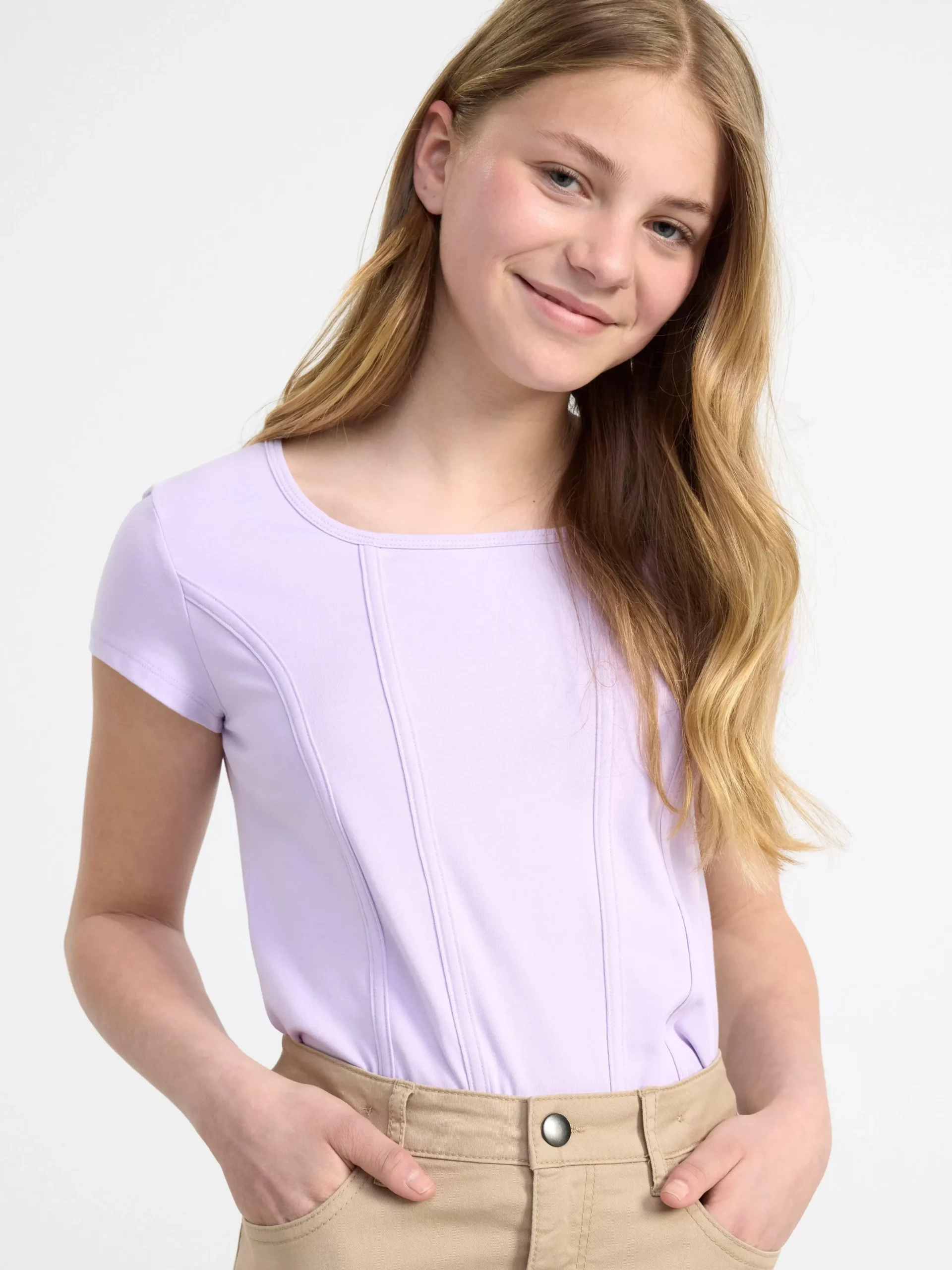 Toppar & T-Shirts>Lindex Kortarmad Topp Med Sommar Light Lilac