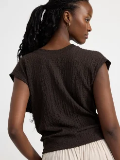 Toppar & T-Shirts>Lindex Kortarmad Topp Med Textur Brown