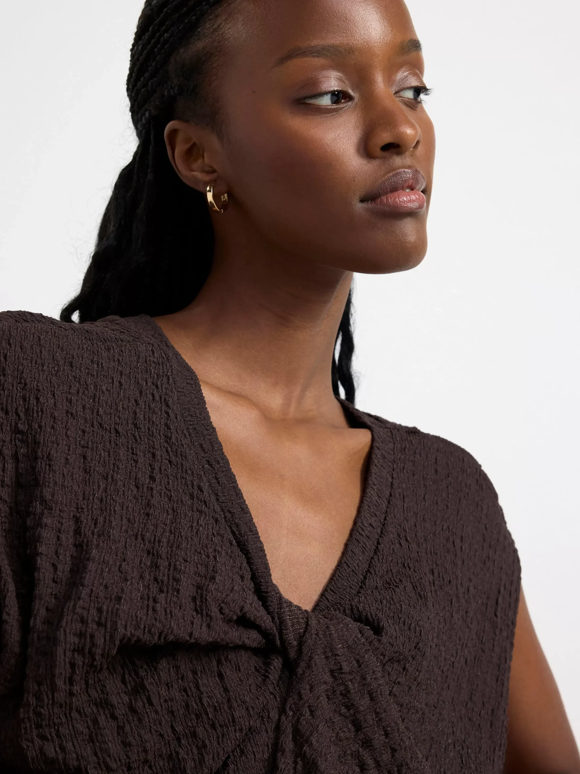 Toppar & T-Shirts>Lindex Kortarmad Topp Med Textur Brown