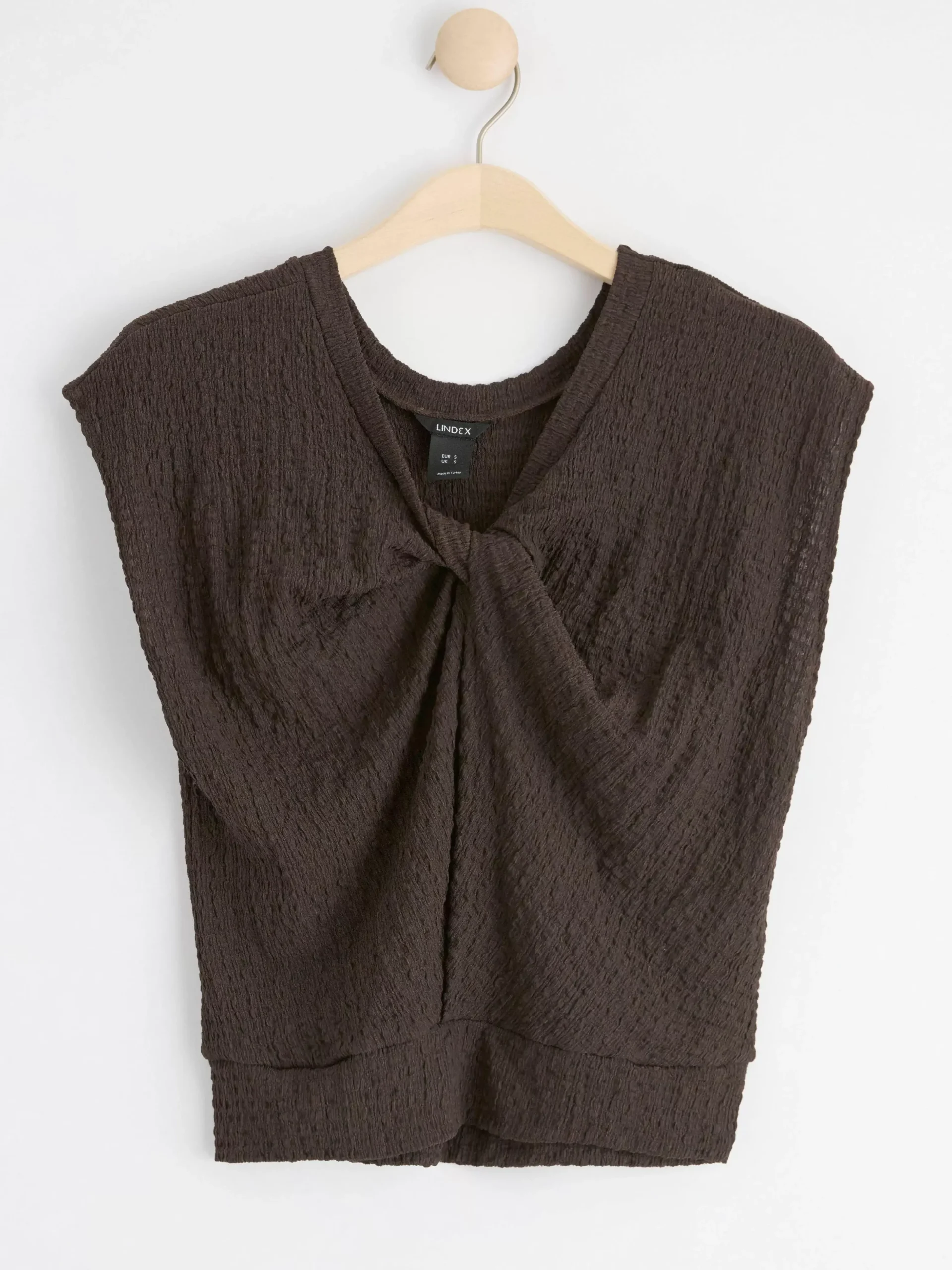 Toppar & T-Shirts>Lindex Kortarmad Topp Med Textur Brown