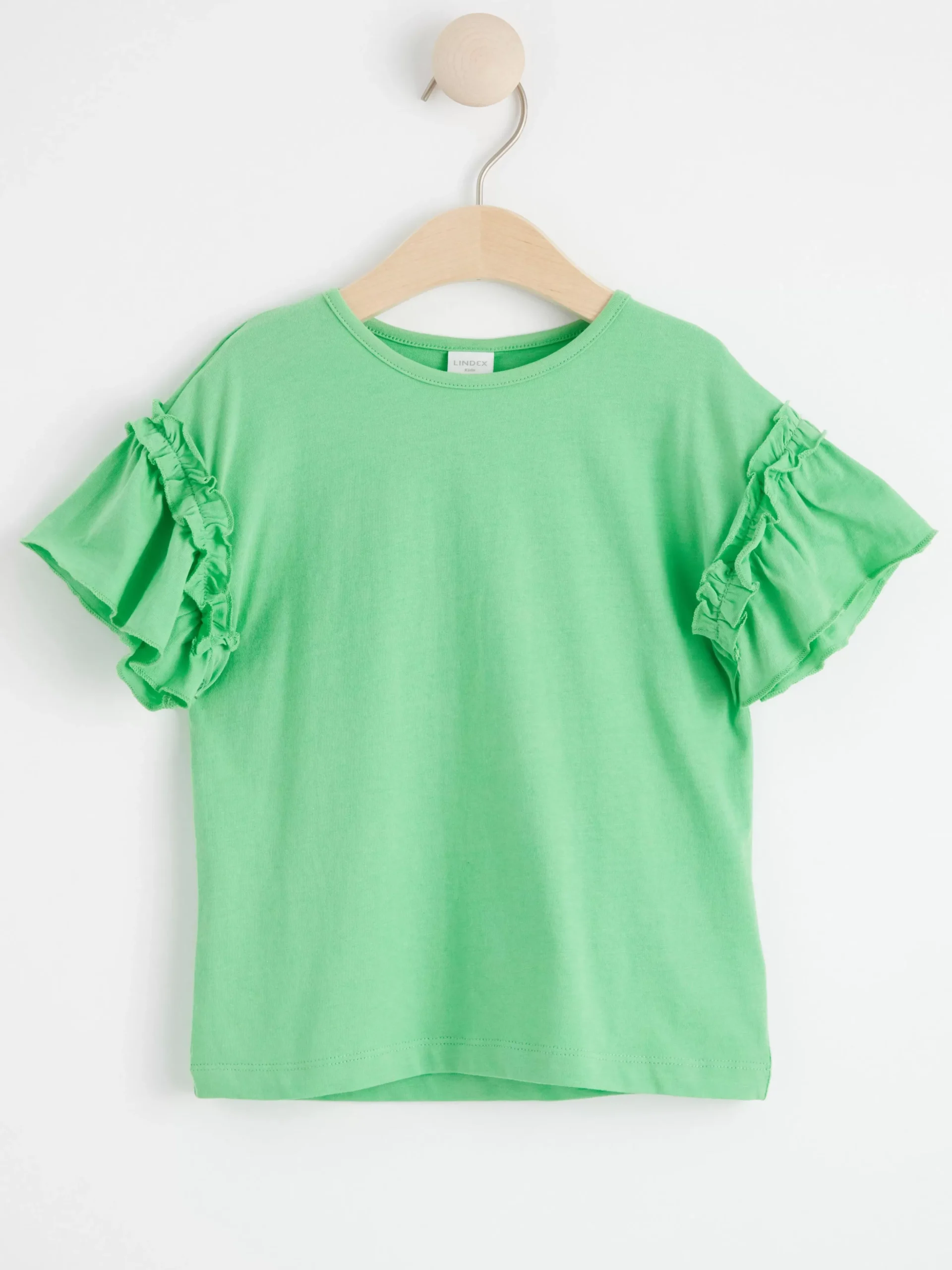 Toppar & T-Shirts>Lindex Kortarmad Topp Med Volanger Green