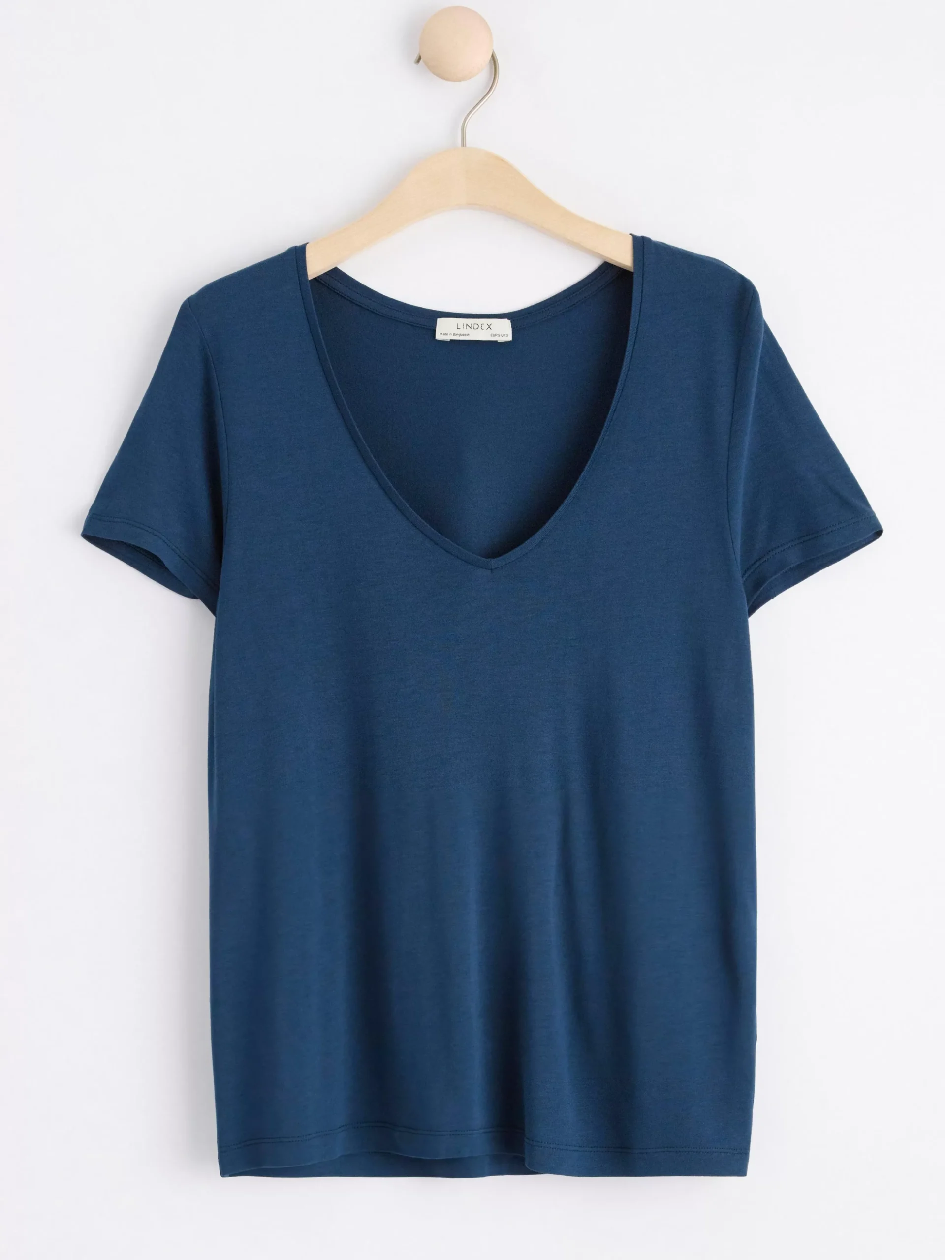 Toppar & T-Shirts>Lindex Kortarmad Topp Med V-Ringning Dark Blue