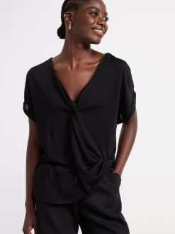 Toppar & T-Shirts>Lindex Kortarmad Topp Med V-Ringning Black
