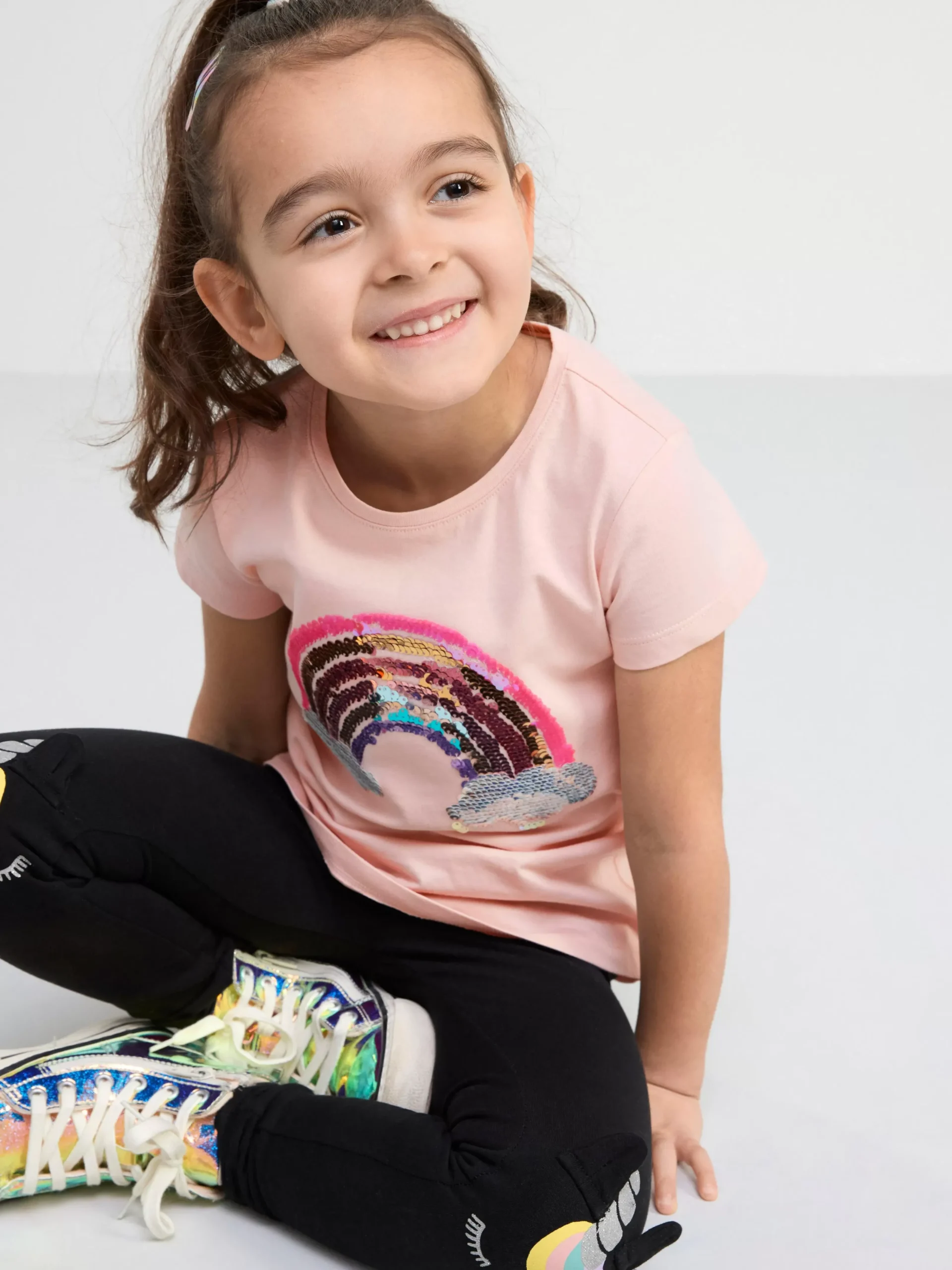 Toppar & T-Shirts>Lindex Kortarmad Troja Med Vandbara Paljetter Light Dusty Pink