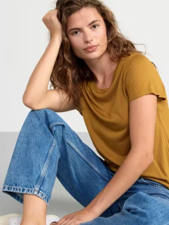Toppar & T-Shirts>Lindex Kortarmad T-Shirt I Viskos Dark Dusty Yellow