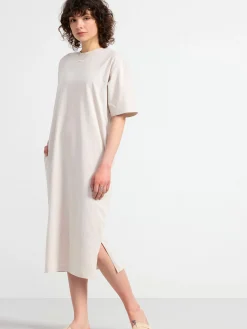 Klänningar>Lindex Kortarmad T-Shirtklanning Light Beige
