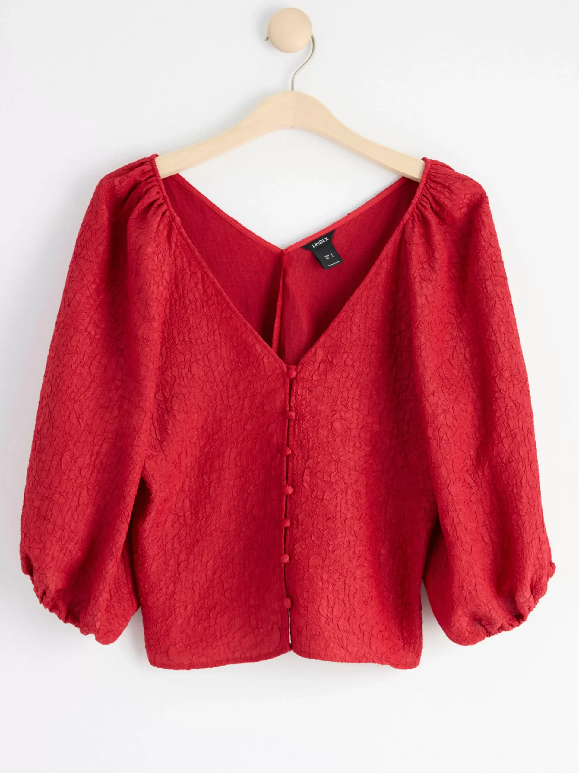 Blusar & Skjortor>Lindex Krinklad Blus Med Puffarm Red