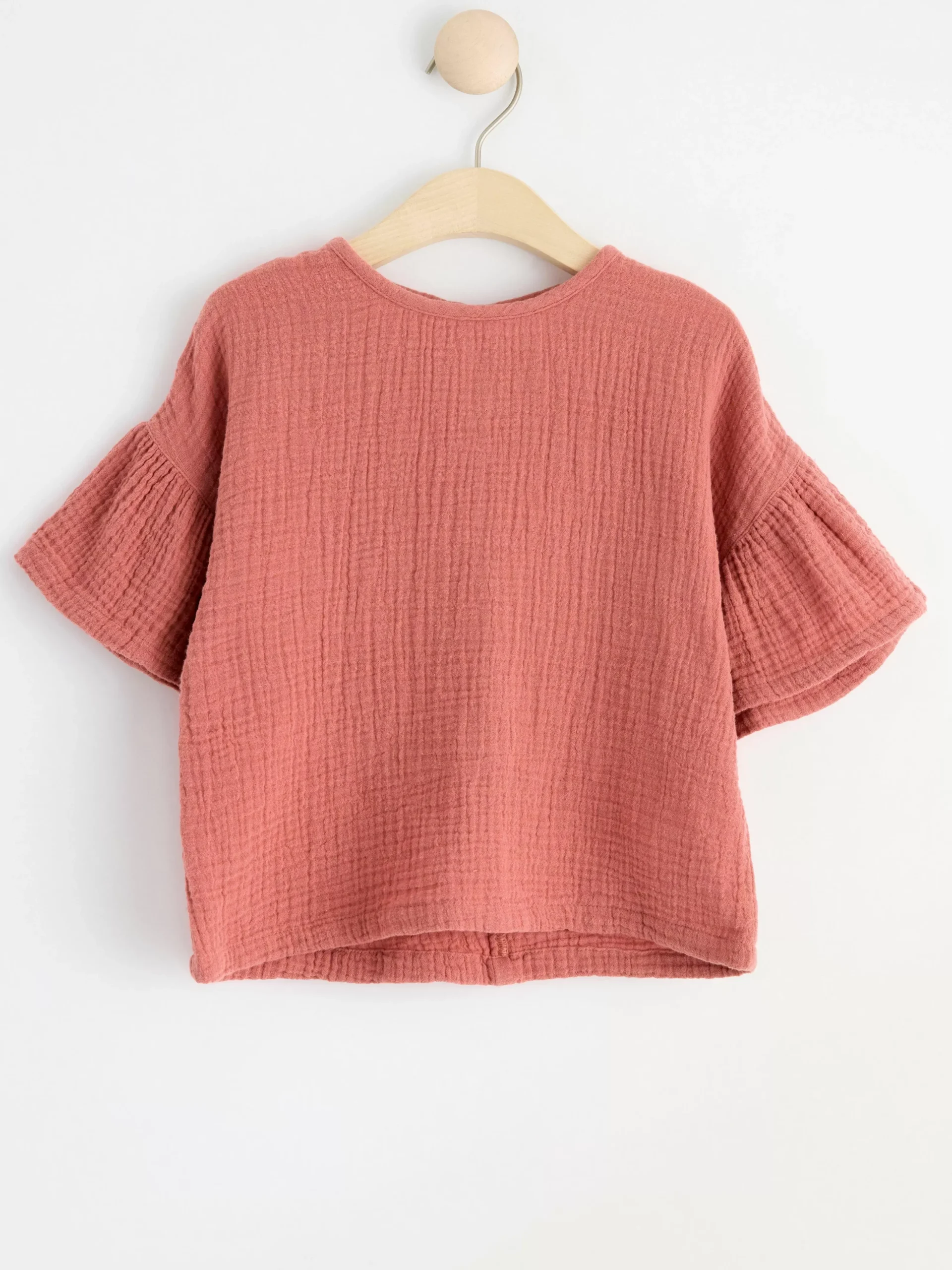 Toppar & T-Shirts>Lindex Krinklad Kortarmad Topp Dark Dusty Pink