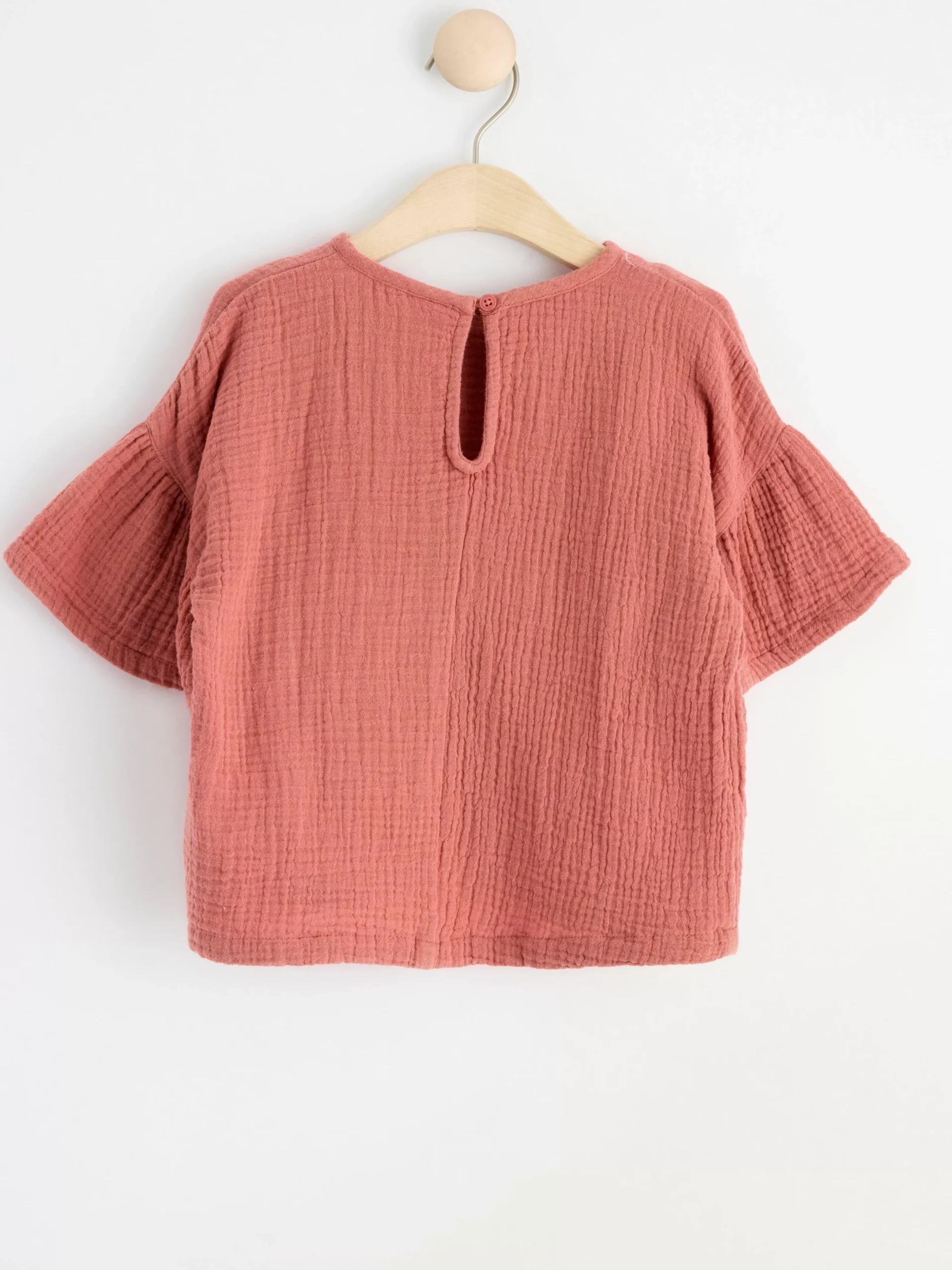 Toppar & T-Shirts>Lindex Krinklad Kortarmad Topp Dark Dusty Pink