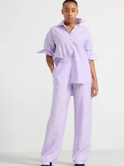 Blusar & Skjortor>Lindex Krinklad Langarmad Skjorta Light Lilac