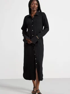 Klänningar>Lindex Krinklad Skjortklanning Black