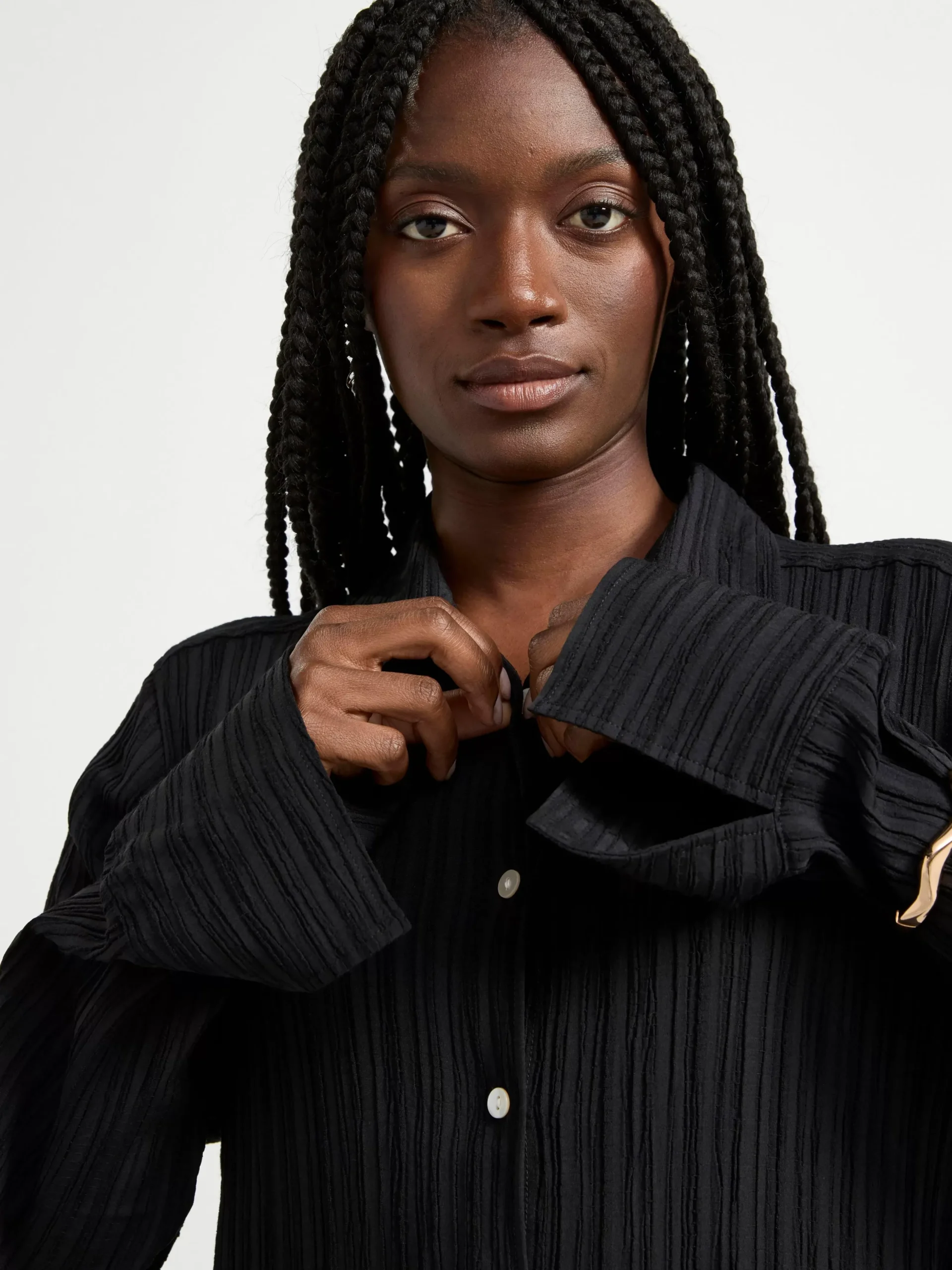 Klänningar>Lindex Krinklad Skjortklanning Black