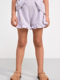 Byxor & Leggings>Lindex Krinklade Shorts Med Volanger Light Dusty Lilac
