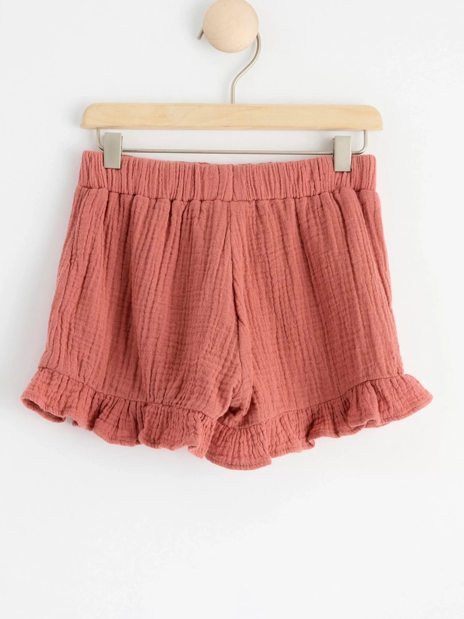 Byxor & Leggings>Lindex Krinklade Shorts Med Volanger Dark Dusty Pink