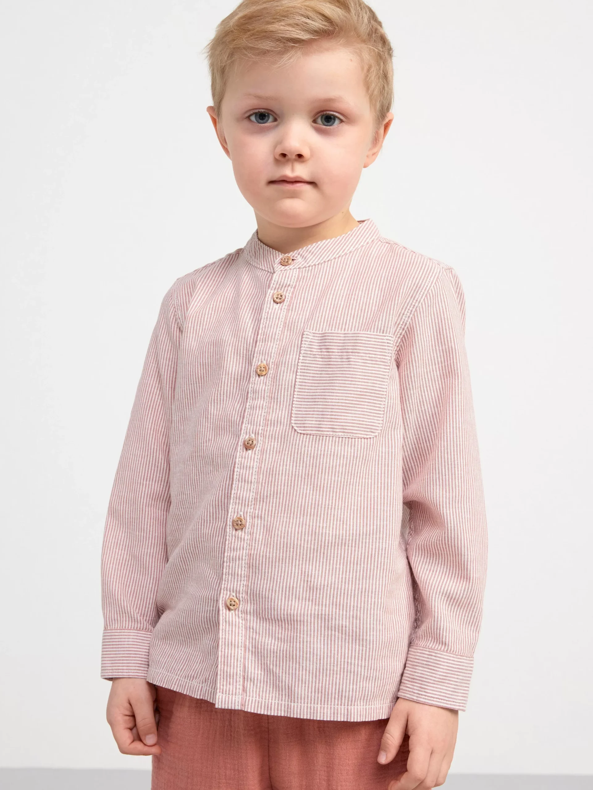 Skjortor & Blusar>Lindex Kritstrecksrandig Skjorta Dark Dusty Pink