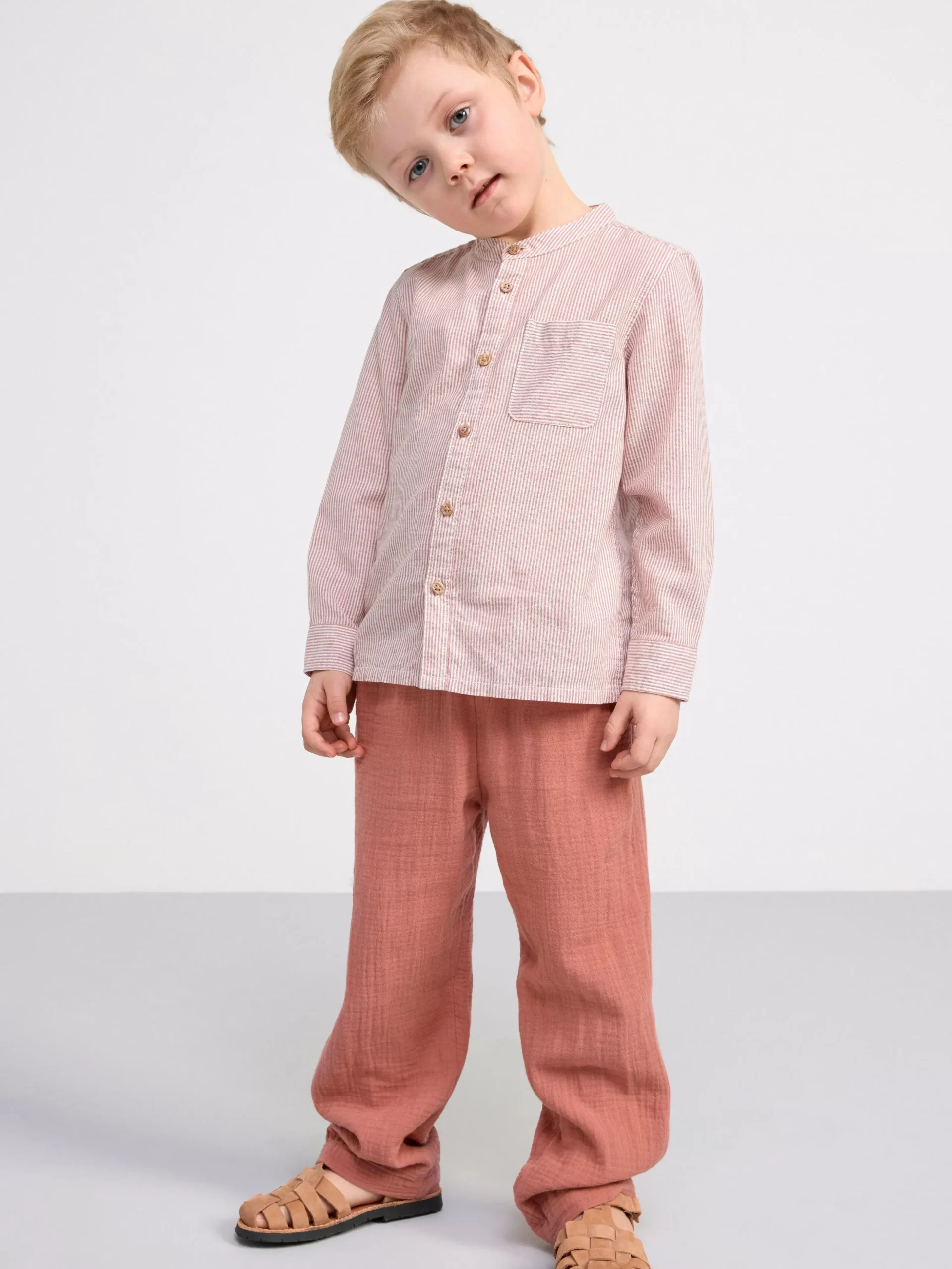 Skjortor & Blusar>Lindex Kritstrecksrandig Skjorta Dark Dusty Pink