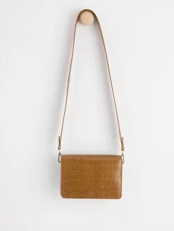 Accessoarer>Lindex Krokodilmonstrad Axelremsvaska Light Brown
