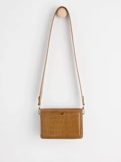 Accessoarer>Lindex Krokodilmonstrad Axelremsvaska Light Brown