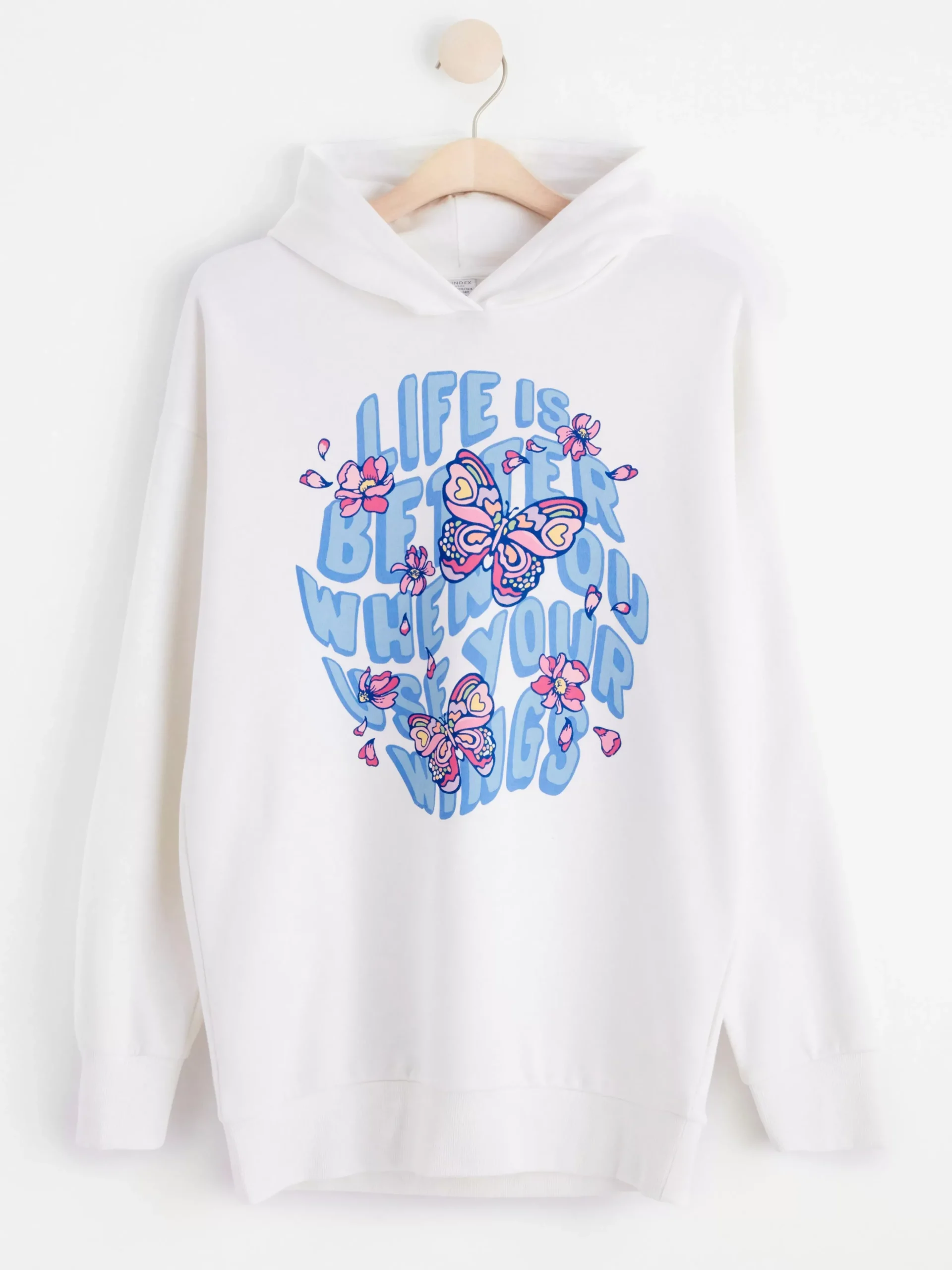 Tröjor & Cardigans>Lindex Lang Hoodie Light Dusty White