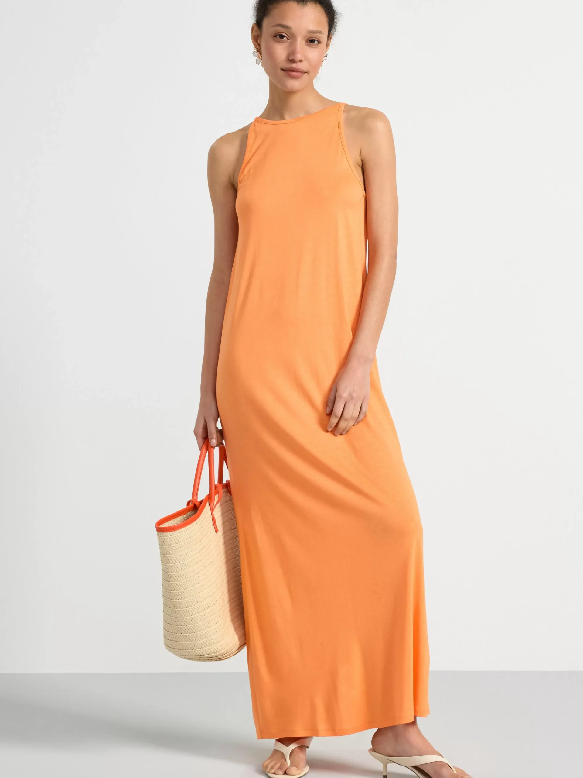 Klänningar>Lindex Lang Slip On-Klanning Light Orange