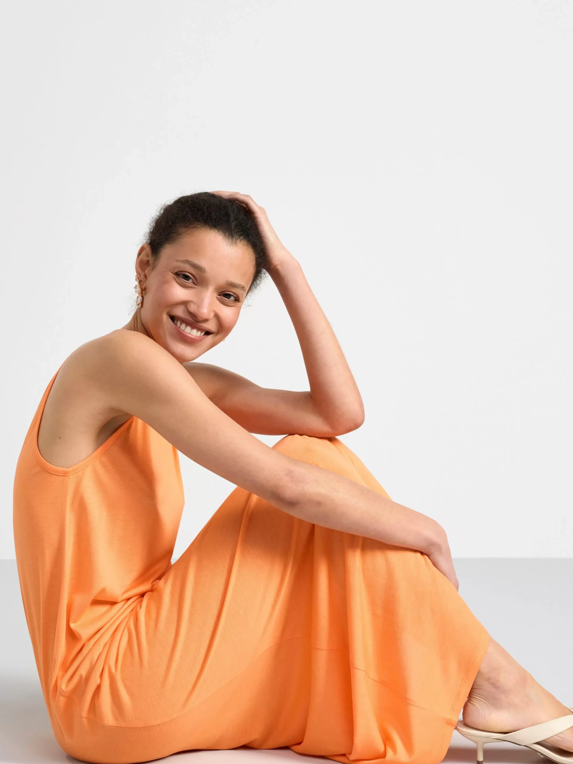 Klänningar>Lindex Lang Slip On-Klanning Light Orange