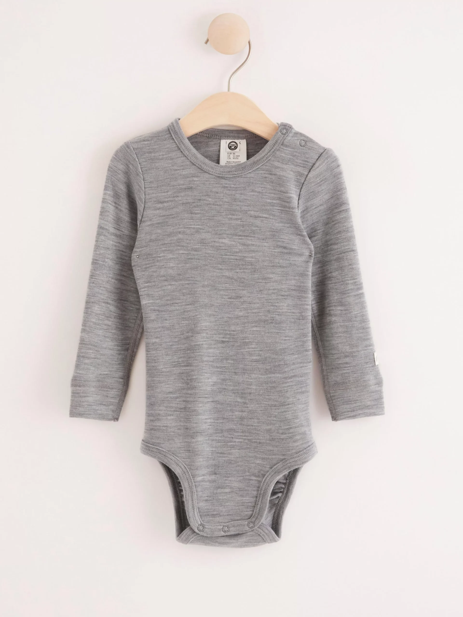 Bodies>Lindex Langarmad Body I Merinoull Grey Melange