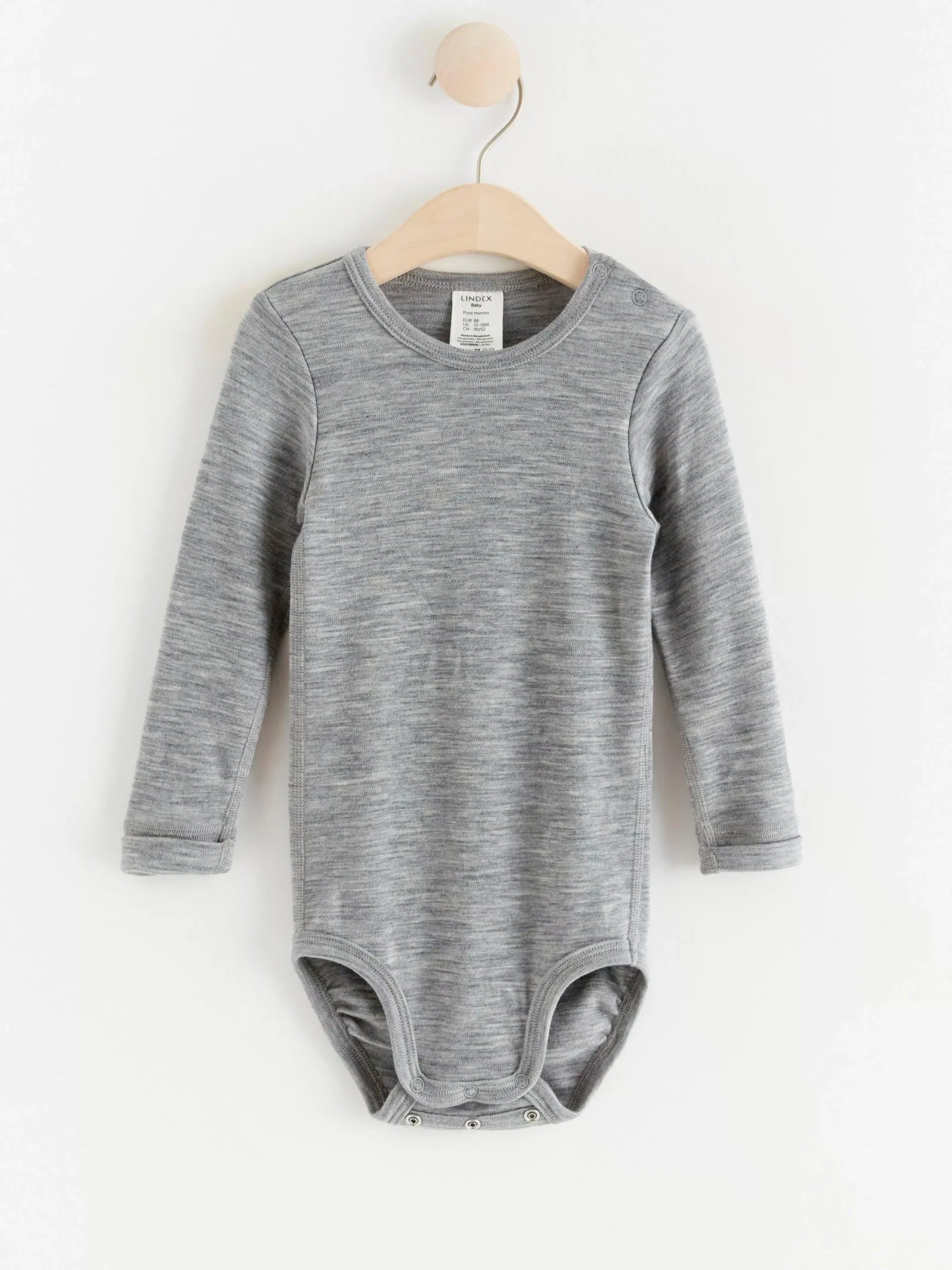 Bodies>Lindex Langarmad Body I Merinoull Grey Melange