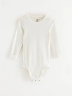 Bodies>Lindex Langarmad Body I Pointelle Light Dusty White